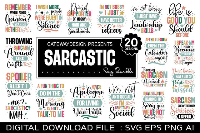 Sarcastic Svg Bundle, 20 Svg Design SVG designmaster24 