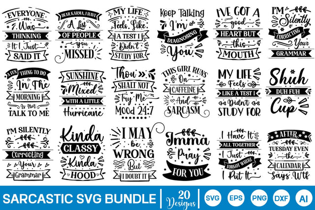 Sarcastic SVG Bundle, Sarcastic Quotes SVG Bundle, SVGs,Quotes and Sayings,Food & Drink,On Sale, Print & Cut SVG DesignPlante 503 