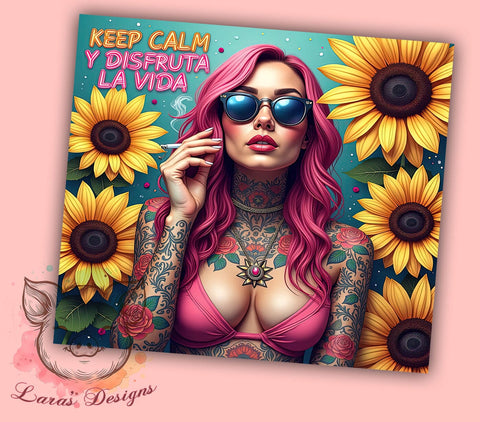 Sarcastic Tumbler, Keep Calm, Enjoy Life, 20oz Tumbler Wrap, Funny Drinkware, Spanish Quotes, Custom Sublimation Sublimation Lara' s Designs 