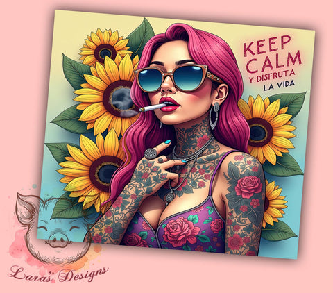 Sarcastic Tumbler, Keep Calm, Enjoy Life, 20oz Tumbler Wrap, Funny Drinkware, Spanish Quotes, Custom Sublimation Sublimation Lara' s Designs 
