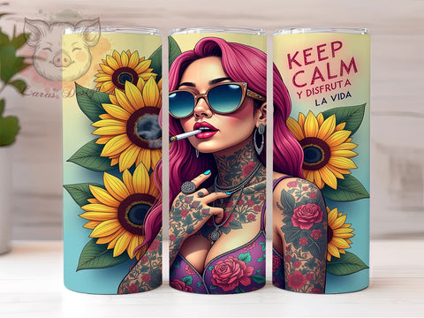 Sarcastic Tumbler, Keep Calm, Enjoy Life, 20oz Tumbler Wrap, Funny Drinkware, Spanish Quotes, Custom Sublimation Sublimation Lara' s Designs 