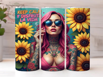 Sarcastic Tumbler, Keep Calm, Enjoy Life, 20oz Tumbler Wrap, Funny Drinkware, Spanish Quotes, Custom Sublimation Sublimation Lara' s Designs 