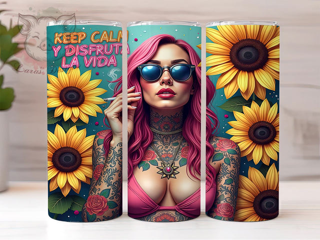Sarcastic Tumbler, Keep Calm, Enjoy Life, 20oz Tumbler Wrap, Funny Drinkware, Spanish Quotes, Custom Sublimation Sublimation Lara' s Designs 