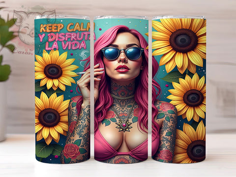 Sarcastic Tumbler, Keep Calm, Enjoy Life, 20oz Tumbler Wrap, Funny Drinkware, Spanish Quotes, Custom Sublimation Sublimation Lara' s Designs 