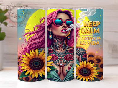 Sarcastic Tumbler, Keep Calm, Enjoy Life, 20oz Tumbler Wrap, Funny Drinkware, Spanish Quotes, Custom Sublimation Sublimation Lara' s Designs 