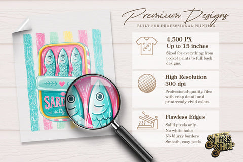 Sardines Salty & Free PNG, Coastal Summer Beach Design Sublimation The Vintage Signs Shop 