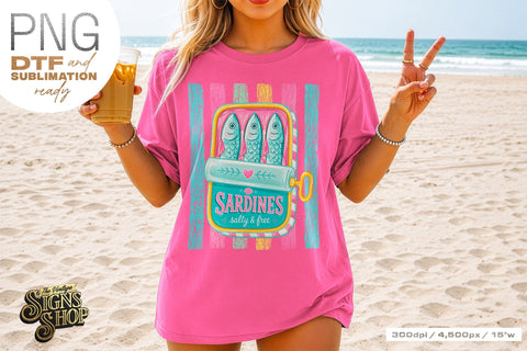 Sardines Salty & Free PNG, Coastal Summer Beach Design Sublimation The Vintage Signs Shop 