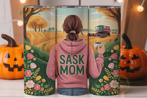 Sask Mom Fall Farm 20oz Tumbler Wrap Sublimation PixelChick 