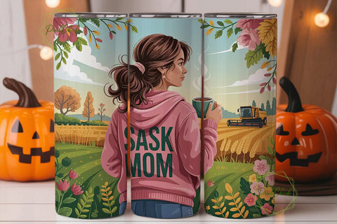 Sask Mom Fall Farm 20oz Tumbler Wrap Sublimation PixelChick 