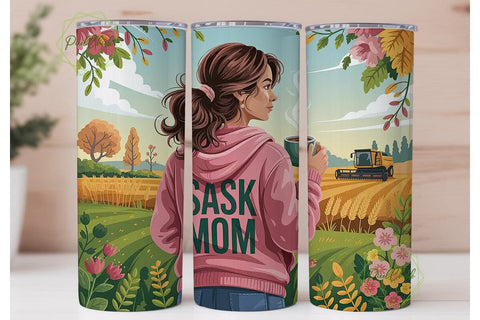 Sask Mom Fall Farm 20oz Tumbler Wrap Sublimation PixelChick 