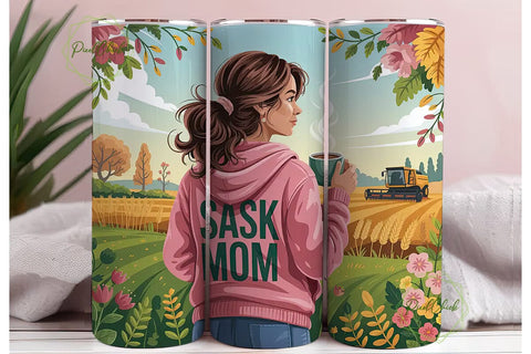 Sask Mom Fall Farm 20oz Tumbler Wrap Sublimation PixelChick 