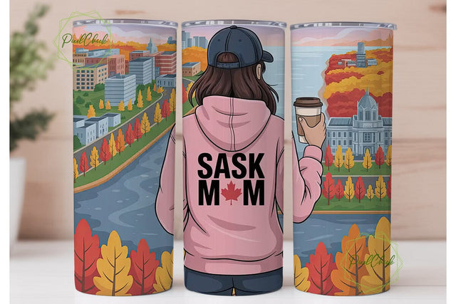 Sask Mom Fall Tumbler Wrap Sublimation PixelChick 