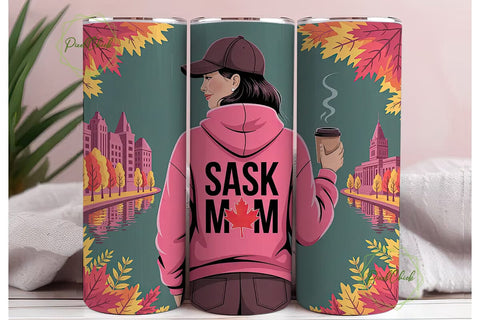 Sask Mom Fall Tumbler Wrap Sublimation PixelChick 