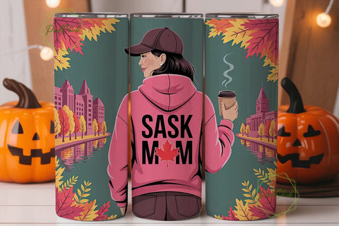 Sask Mom Fall Tumbler Wrap Sublimation PixelChick 