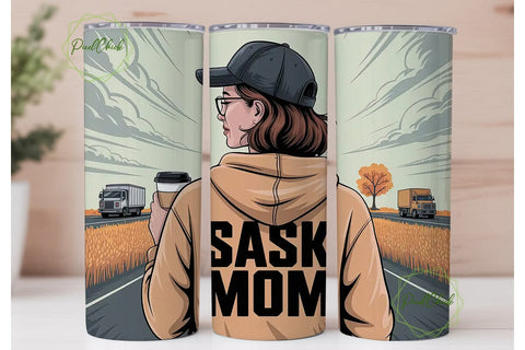 Sask Mom Tumbler Wrap PNG Sublimation PixelChick 
