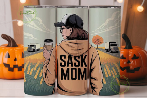 Sask Mom Tumbler Wrap PNG Sublimation PixelChick 