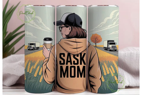 Sask Mom Tumbler Wrap PNG Sublimation PixelChick 