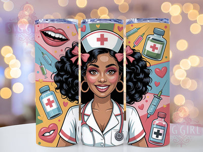 Sassy Afro Nurse Tumbler, Nurse Life, Afro Nurse, Glam Style, Tumbler Wrap, Sublimation Design, 20oz Tumbler Sublimation SvggirlplusArt 