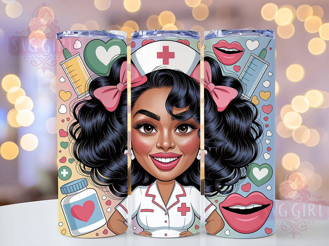 Sassy Afro Nurse Tumbler, Nurse Life, Afro Nurse, Glam Style, Tumbler Wrap, Sublimation Design, 20oz Tumbler Sublimation SvggirlplusArt 