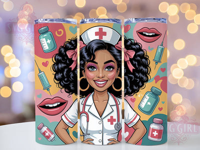 Sassy Afro Nurse Tumbler, Nurse Life, Afro Nurse, Glam Style, Tumbler Wrap, Sublimation Design, 20oz Tumbler Sublimation SvggirlplusArt 