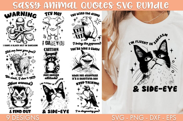 Sassy Animal Quotes Funny SVG Bundle Sublimation Cut file SVG Freeling Design House 