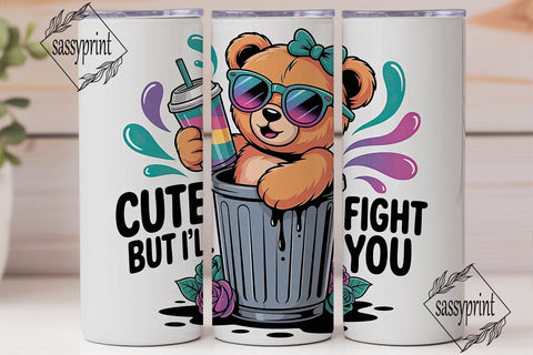 Sassy Bear Tumbler Wrap PNG Sublimation sassyprint 