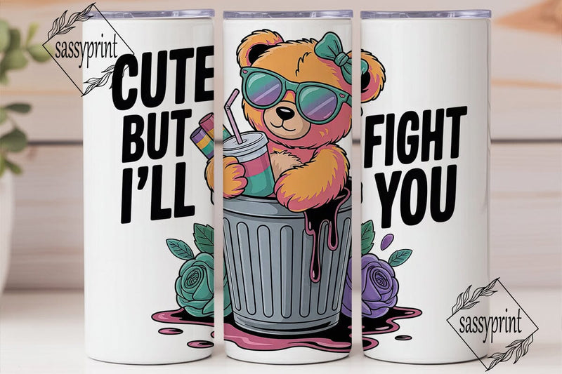 Sassy Bear Tumbler Wrap PNG Sublimation sassyprint 