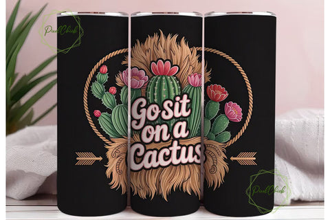 Sassy Cactus Tumbler Wrap PNG Sublimation PixelChick 