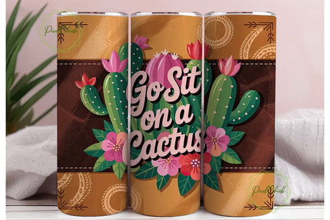 Sassy Cactus Tumbler Wrap PNG Sublimation PixelChick 