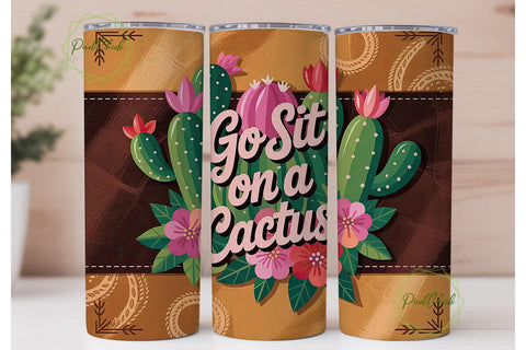 Sassy Cactus Tumbler Wrap PNG Sublimation PixelChick 
