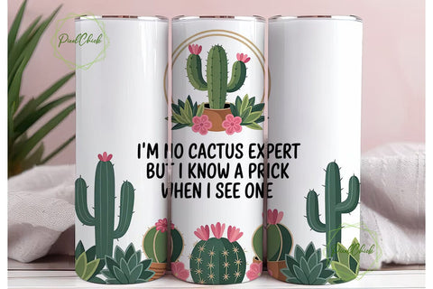 Sassy Cactus Tumbler Wrap PNG Sublimation PixelChick 