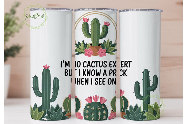 Sassy Cactus Tumbler Wrap PNG Sublimation PixelChick 