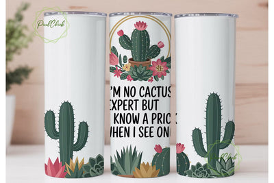 Sassy Cactus Tumbler Wrap PNG Sublimation PixelChick 