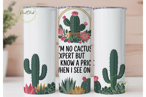 Sassy Cactus Tumbler Wrap PNG Sublimation PixelChick 