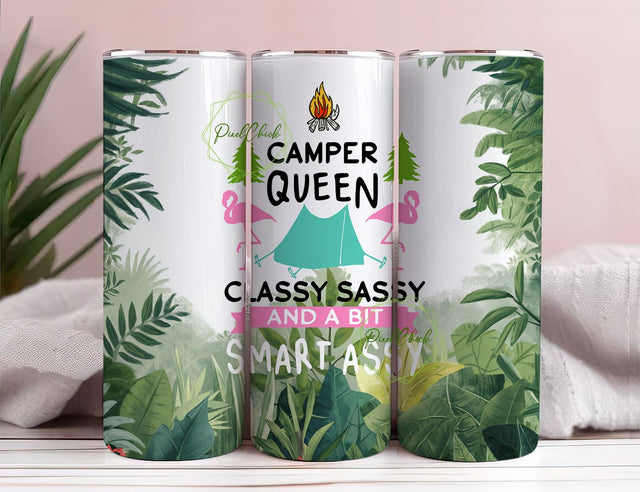 Sassy Camping Fun 20oz Skinny Tumbler Wrap PNG Camper Forest Sublimation Designs Prints Clip Art Download Sublimation PixelChick 