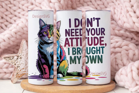 Sassy Cat Attitude 20oz Tumbler Wrap Sublimation DesignSVG 