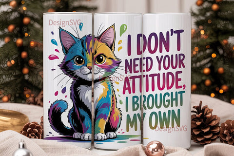 Sassy Cat Attitude 20oz Tumbler Wrap Sublimation DesignSVG 