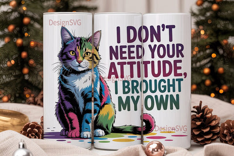 Sassy Cat Attitude 20oz Tumbler Wrap Sublimation DesignSVG 