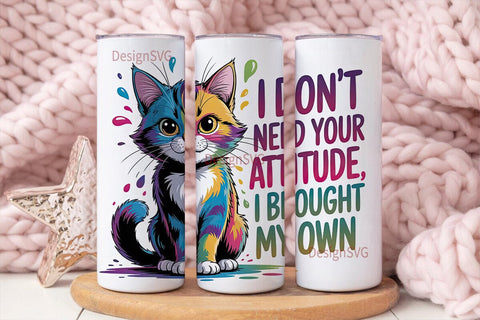 Sassy Cat Attitude 20oz Tumbler Wrap Sublimation DesignSVG 