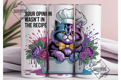 Sassy Cat Chef 20oz Tumbler Wrap Sublimation sassyprint 