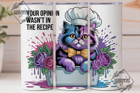 Sassy Cat Chef 20oz Tumbler Wrap Sublimation sassyprint 