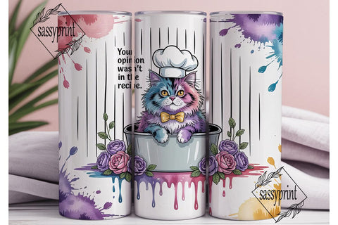 Sassy Cat Chef 20oz Tumbler Wrap Sublimation sassyprint 