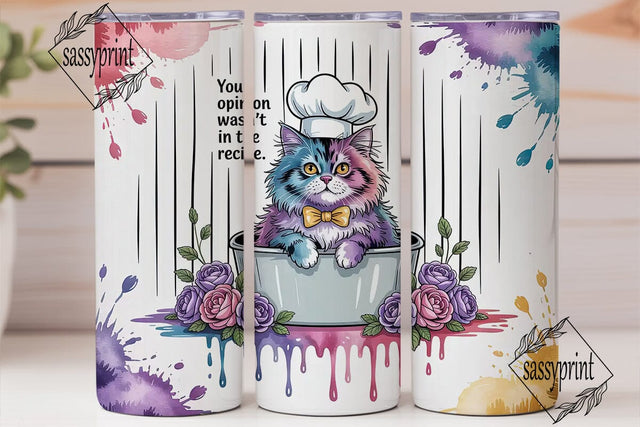Sassy Cat Chef 20oz Tumbler Wrap Sublimation sassyprint 