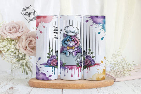 Sassy Cat Chef 20oz Tumbler Wrap Sublimation sassyprint 