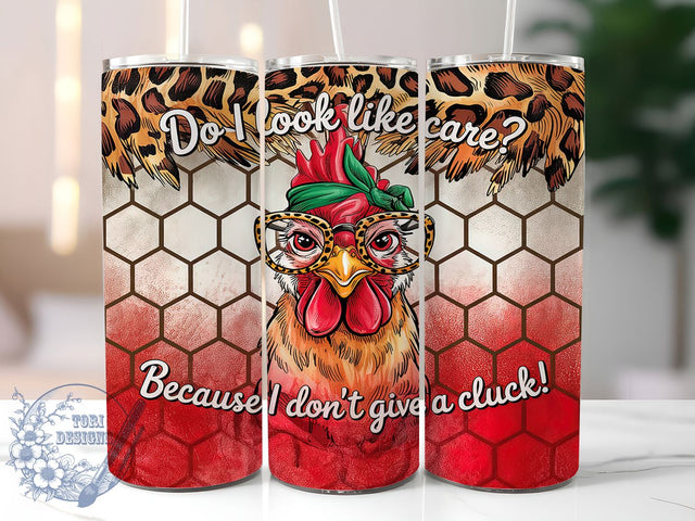 Sassy Chicken Pun 20oz Tumbler Wrap, Sassy Quote, Do Not Care, 20oz Tumbler Wrap, Chicken Pun, Humor Gift, Sublimation Design Sublimation ToriDesigns 