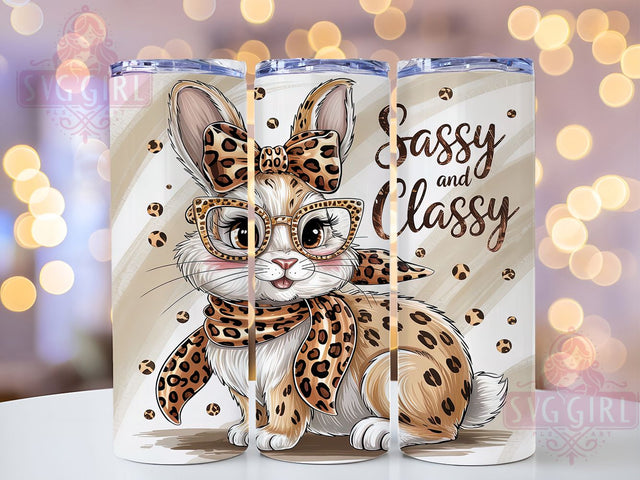 Sassy Classy Leopard Bunny Tumbler Wrap, Classy Bunny, Leopard Print Rabbit, 20oz Tumbler Wrap, Sublimation Design, Bunny Tumbler, Animal Print Tumbler Sublimation SvggirlplusArt 