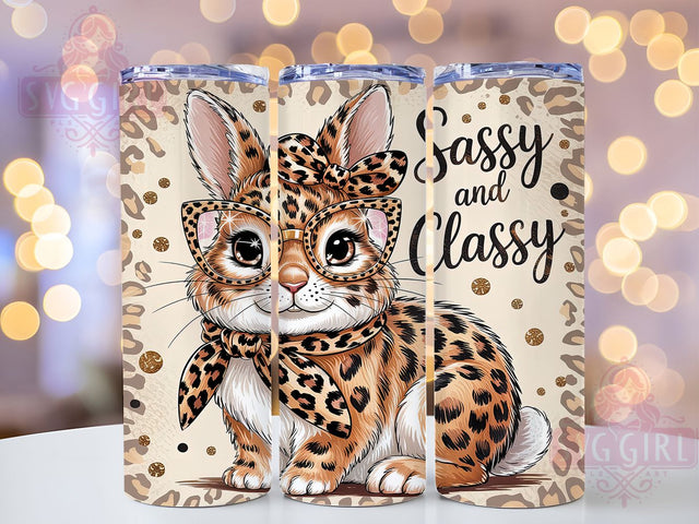 Sassy Classy Leopard Bunny Tumbler Wrap, Classy Bunny, Leopard Print Rabbit, 20oz Tumbler Wrap, Sublimation Design, Bunny Tumbler, Animal Print Tumbler Sublimation SvggirlplusArt 