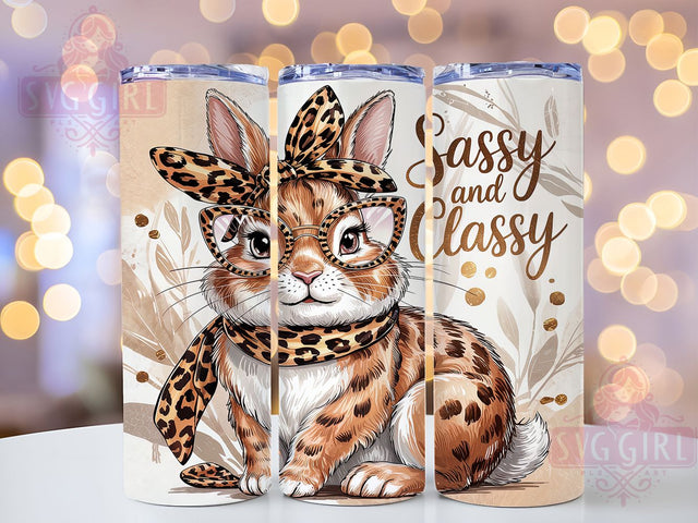 Sassy Classy Leopard Bunny Tumbler Wrap, Classy Bunny, Leopard Print Rabbit, 20oz Tumbler Wrap, Sublimation Design, Bunny Tumbler, Animal Print Tumbler Sublimation SvggirlplusArt 