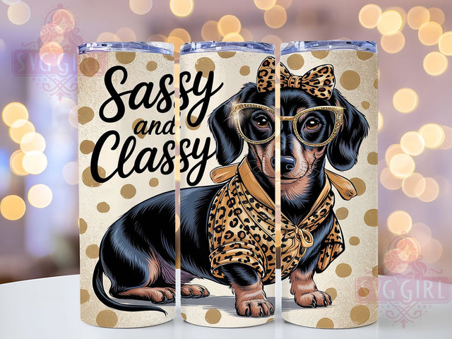 Sassy Classy Leopard Dachshund Tumbler Wrap, Classy Dachshund, Leopard Dog Tumbler, 20oz Tumbler Wrap, Sublimation Design, Dog Tumbler, Cute Dog Tumbler Sublimation SvggirlplusArt 