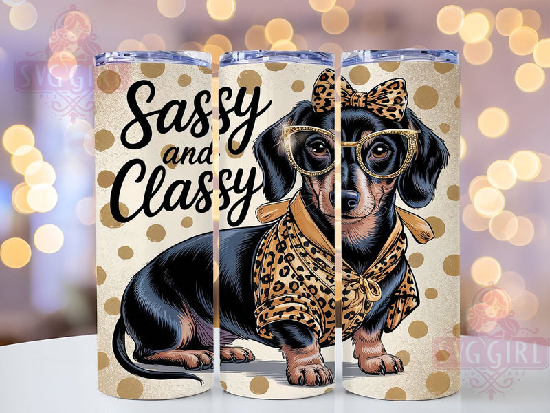 Sassy Classy Leopard Dachshund Tumbler Wrap, Classy Dachshund, Leopard Dog Tumbler, 20oz Tumbler Wrap, Sublimation Design, Dog Tumbler, Cute Dog Tumbler Sublimation SvggirlplusArt 